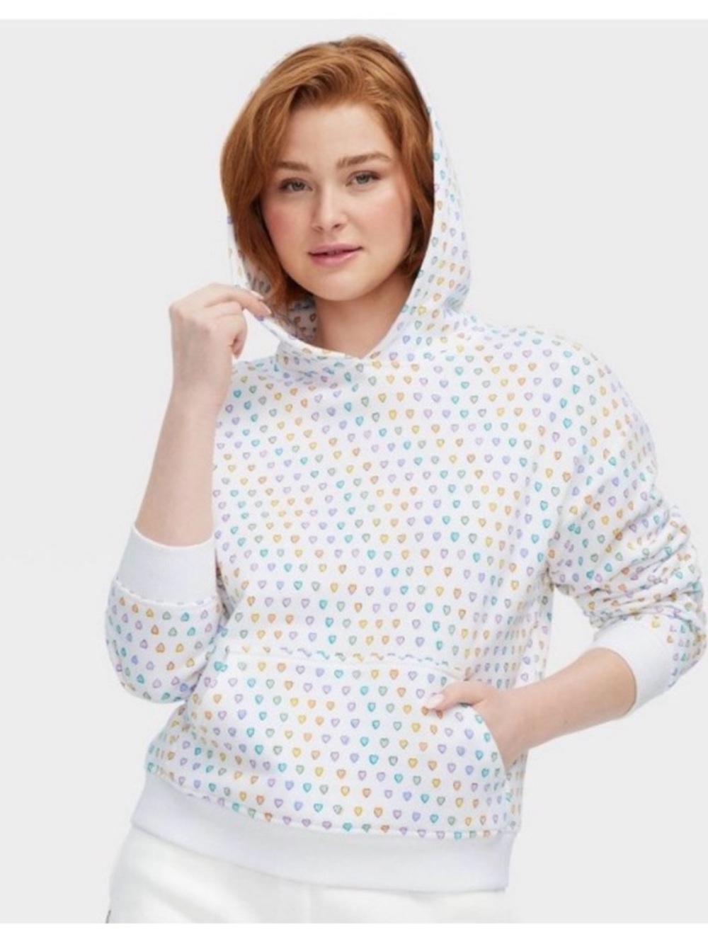 NWT sold out Roller Rabbit Women's White Hoodie with Pastel Heart Print